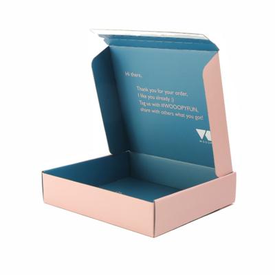 China Recycled Materials Customized Small Pink Corrugated Paper Snack Box E-Commerce Mailing Box Shipping Box With Custom Logo for sale