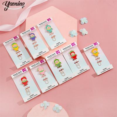 China Europe japan trending products 2023 new arrival stationery wholesale Girls Creative Enamel fruit design colorful metal clip bookmark for sale