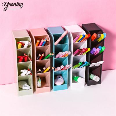 China Pen Stand Cheap Decorative Multi-Function school office supplies creative multi layer square shaped desk organizer with plastic pen holder for sale