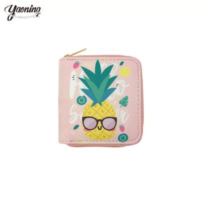 China Fashion China manufacturer directly sock Promotional Gifts cartoon funny pineapple prints soft leather zipper small coin purse for girls for sale