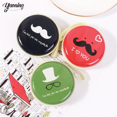 China Fashion Factory Directly Supply best quality Waterproof Cute cartoon Beard prints metal round purse with coin purse mini case for 2023 for sale