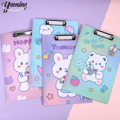 China Office School Stationery Free samples 2023 Trendy stationery organizer office school fashion bear print metal storage file folder with colorful clip for sale