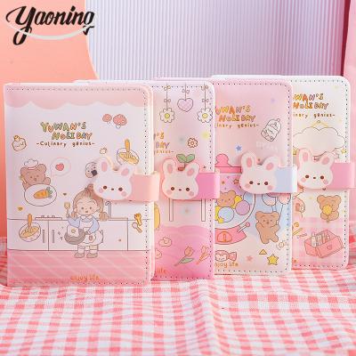 China Magnetic New arrivals Adult student stationery set Promotional A6 custom logo cute rabbit vintage soft cover leather journal notebook for sale