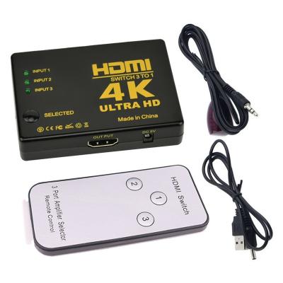 China Multimedia In Stock 3x1 HDTV Switcher 4K High Speed ​​Splitter 3 In 1 Ultra HD With Remote Controller Infrared Cable HDTV Changer for sale