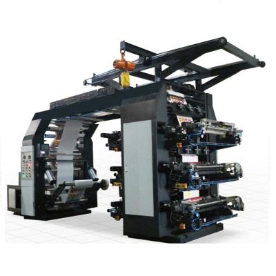 China Woven Bag Factory 100m/min Woven Fabric 6 Color 1000mm Roll Flexographic Printing Machine for sale