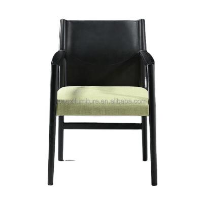 China Adjustable (other) Modern simple dining chair wind horse saddle leather chair Nordic solid wood designer dining chair restaurant hotel armchair for sale