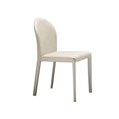 China Saddle metal Modern minimalist saddle leather chair leather art dining chair home red popular white stool back cream style chair for sale