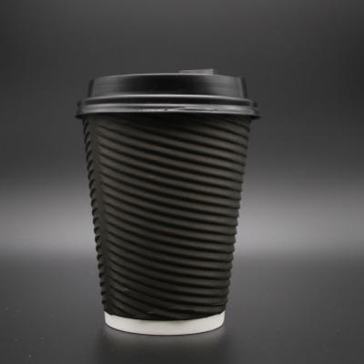 China High quality disposable FDA approved hot and cold drinking ripple wall paper cups 12oz with sip lids for sale