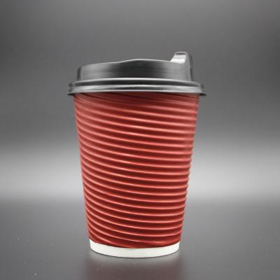 China High quality disposable FDA approved hot and cold drinking ripple wall paper cups 16oz with sip lids for sale