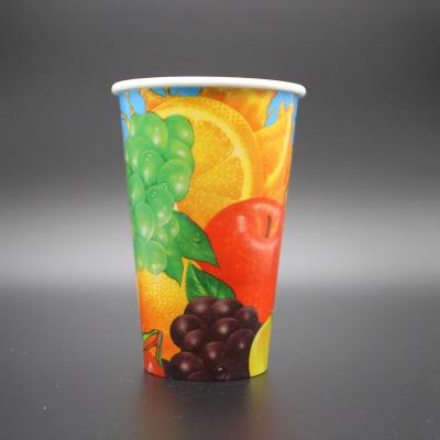 China 16oz Cold Drink Double PE Single Ice Paper Cup  with Lids for sale