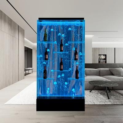 China Modern Customized Acrylic Digital LED Water Bubble Wall Designed With Display Bar Shelves for sale