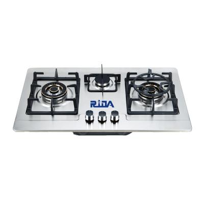 China Hotel Cylinder Build In Three Burner Stainless Steel Gas Hob Gas Cooker Gas Stove To 3 Kitchen Appliances for sale