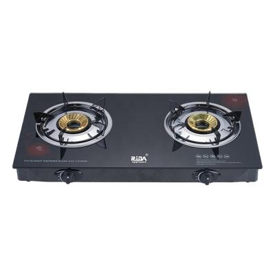 China Commercial 7mm Toughened Glass Enamel Cast Iron Burners Automatic Ignition Gas Grill Stove for sale