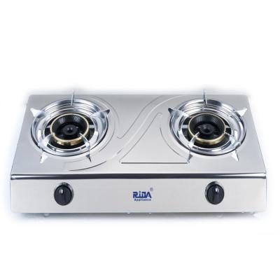 China Hotel made in china plate silver grill stainless steel kitchen 2 burner vending gas stove cooker for sale