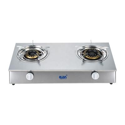 China Model Hotel Africa Market Gold Table Top Household 2 Burner Gas Cooker Stove Accessories New for sale