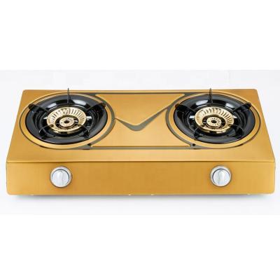 China Hotel hot sale table top 2 part in South Africa cooktops stainless steel two burner gas cooker for sale