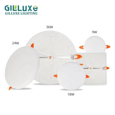 China Modern High Brightness 9 18 24 36 Watt Ceiling Frameless Home Office Surfaces Round Commercial LED Panel Light for sale