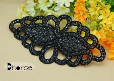 China Handemade Black Rhinestone Beaded Applique For Wedding Dresses for sale