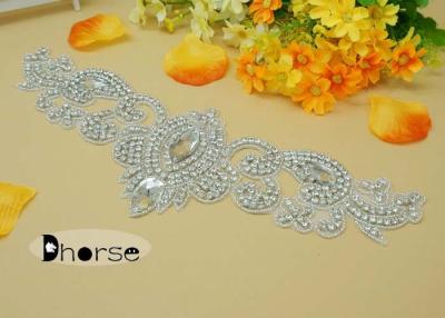 China Silver Beaded Crystal Rhinestone Applique For Wedding Decoration for sale