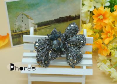 China Big Black Bow Design Vintage Rhinestone Brooches For Wedding for sale