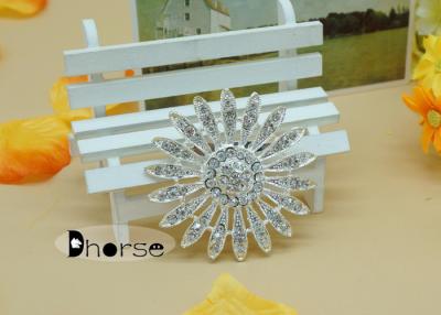 China Bling Sun Flower Rhinestone Brooch Pin , Large Rhinestone Brooches for sale