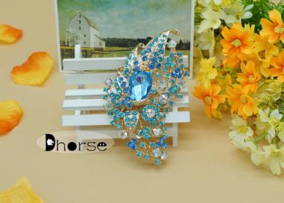 China Blue Diamante Vintage Rhinestone Brooches for sale