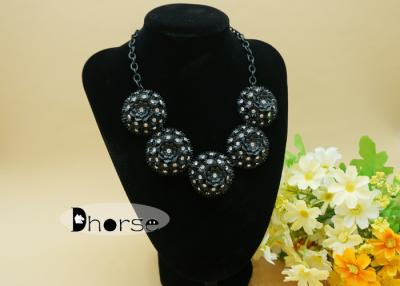 China Black Diamante Flower Alloy Handmade Beaded Necklaces For Women Decoration for sale