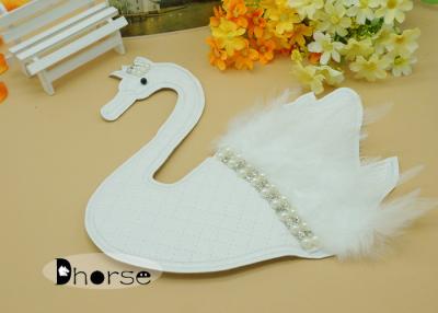 China Handwork Sew On White Swan Beaded Appliques For Clothing with White Feather for sale