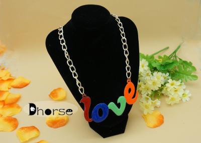 China Decoration Word Love Colorful Paint Handmade Beaded Necklaces For Girls for sale