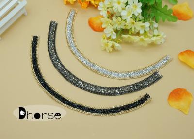 China Shining Handmade Iron - on Rhinestones Beaded Neckline Applique For Ladies Garment for sale