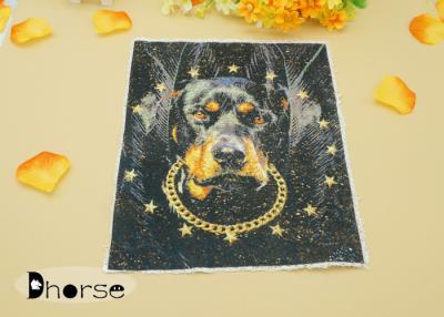 China Clothing Sew On Fabric Beaded Appliques With Dog Printing for sale