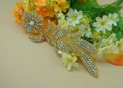 China Silver Iron On Flower Design Rhinestone Beaded Applique For Deciration for sale