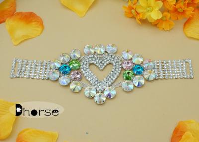 China Sparkling Heart Shaped Crystal Beaded Rhinestone Embellishments For Evening Dress Belt for sale