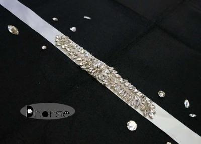 China Bridal Gowns Sew on Beaded Crystal Rhinestone Belt , Silver for sale