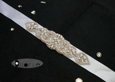 China Wedding Dresses 5 cm Width Handmade Rhinestone Wedding Belt with Pearl for sale