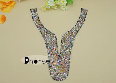 China Handmade Iron On Colorful Resin Stone Beaded Blouse Neck Patch For Saree for sale