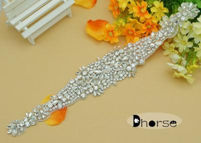 China New Fancy Silver Beaded Bridal Rhinestone Appliques Pattern For Wedding Dress for sale