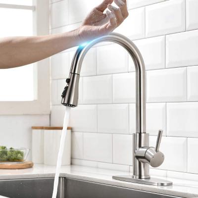 China 360 Degree 304 Stainless Steel Smart Touchless Touch Sense Faucets Kitchen Faucets Pull Down for sale