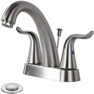 China Two Washerless Cartridges Zinc Alloy Metered Bottom Body Cover Handle Basin Faucet Hole Taps for sale