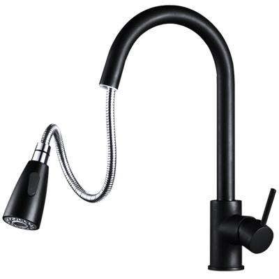 China Sense Faucets Luxury Matte Pull Out Kitchen Faucet Folding Black Faucet Head For Room for sale