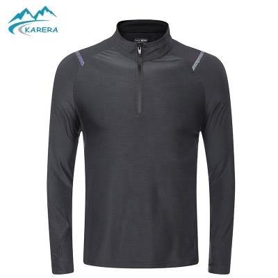 China Breathable In Men's Running Casual Quarter Zipper Long Sleeve Tee Women Running Sports Workout Gym Shirt for sale