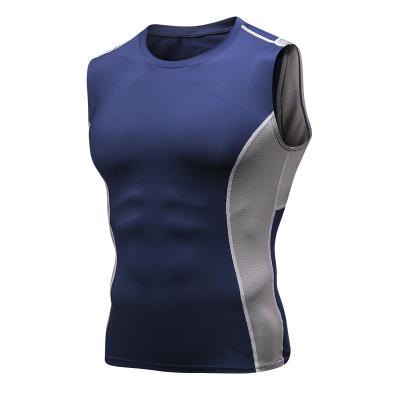 China Printed QUICK DRY Men's Fitness Vest Outdoor Sports Running Sleeveless Tights Quick-drying Sweat-wicking Stretch Vest for sale