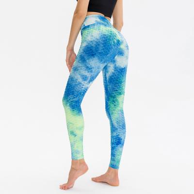 China 2022 Plus Size Spring New Sale Ladies Fitness Dye Tie Stretch Seamless Yoga Pants Hot Sexy Four Way Fitness Breathable Gaiters for sale