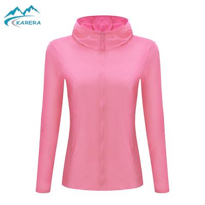 China Women /men Clothing Sun Protection Long Sleeve Hoodie Jacket Breathable Quick Dry UV Anti Skin Outdoor Light Clothing Summer With Two Fans for sale