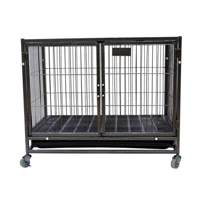 China Sustainable Heavy Duty Portable Pet Crate Metal Dog Cage With Wheels MH-HD36 for sale