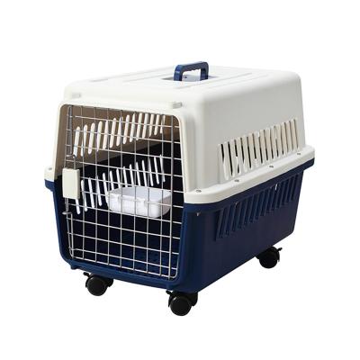 China Durable Luxury Collapsible Rolling Plastic Dog Pet Cages Dog Travel Carriers Houses for sale