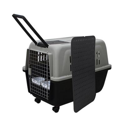 China Lowest Price Breathable Plastic Airline Approved Cat Cage For Car Travel Crates & Carriers Pet Carriers With Wheels For Cats for sale