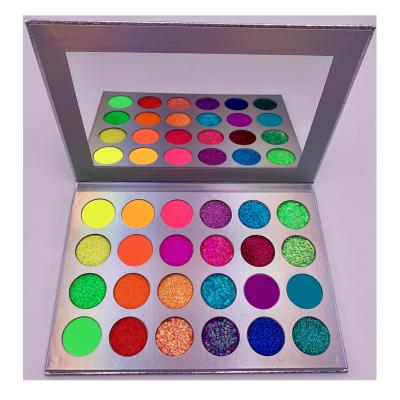 China Waterproof Glow In The Dark Luminous Neon Glitter Colorful Shimmer Holographic No Logo Eyeshadow Palette for sale