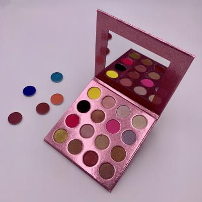 China Waterproof Custom 16 Color Rose Gold Glitter Magnetic Eyeshadow Palette 26mm Tote for sale