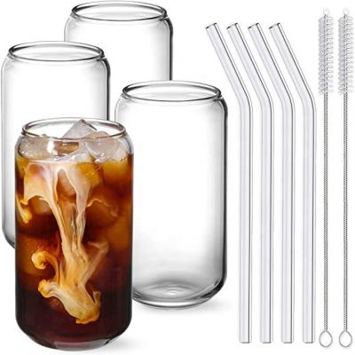 China Stocked Most Popular Dishwasher Safe 16 Ounce Clear Glass Cans For Beverage for sale